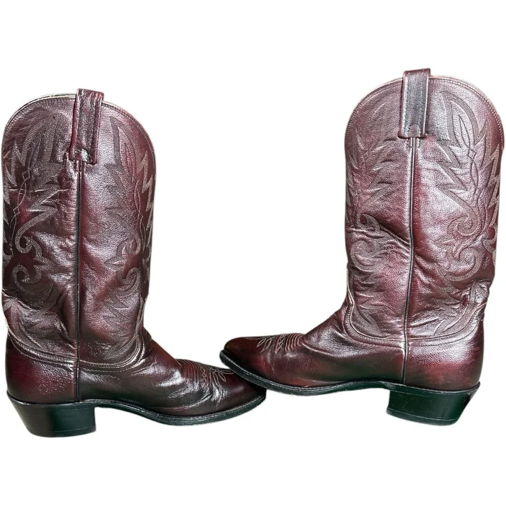 Dan Post Leather Western Cowboy Boots Men’s Size 11.5 Burgundy Brown - Picture 9 of 10